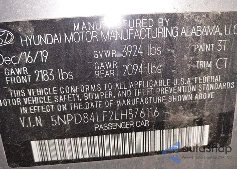 2020 Hyundai Elantra Sel from USA, damaged, VIN 5NPD84LF2LH576116